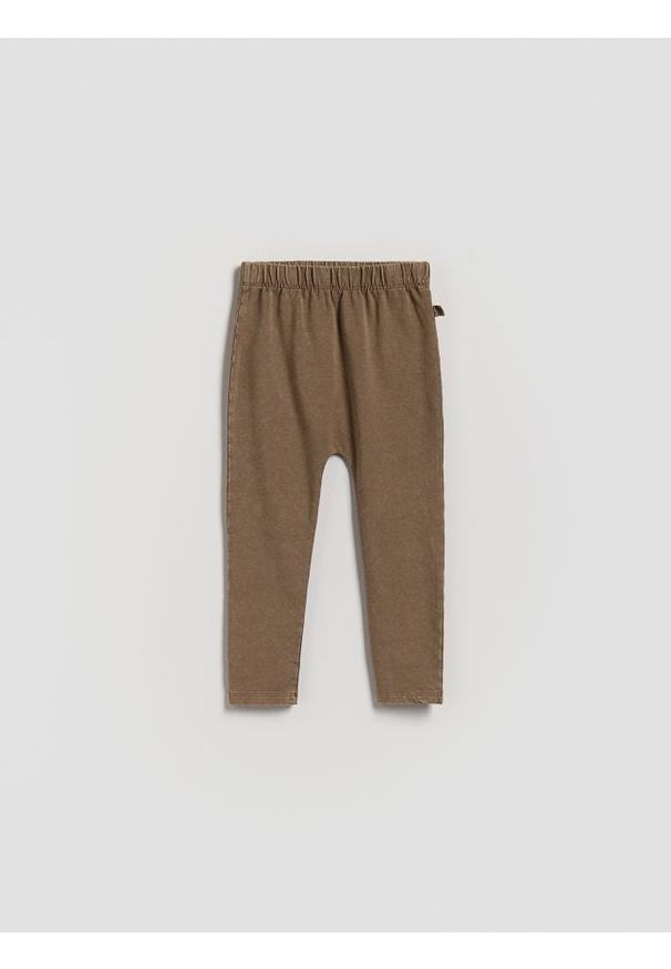 Reserved - Bawełniane legginsy - brązowy. Kolor: brązowy. Materiał: bawełna