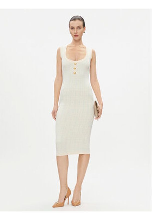 Elisabetta Franchi Sukienka dzianinowa AM-55Z-41E2-V460 Niebieski Slim Fit. Kolor: niebieski. Materiał: wiskoza