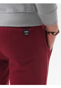Ombre Clothing - Spodnie męskie dresowe joggery P867 - bordowe - XXL. Kolor: czerwony. Materiał: dresówka
