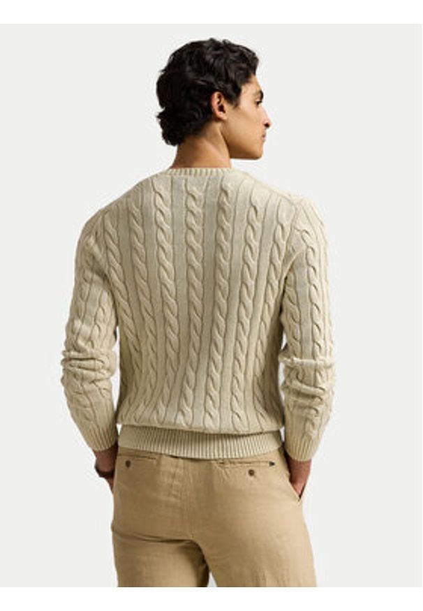 Polo Ralph Lauren Sweter 710965867001 Beżowy Regular Fit. Typ kołnierza: polo. Kolor: beżowy. Materiał: bawełna