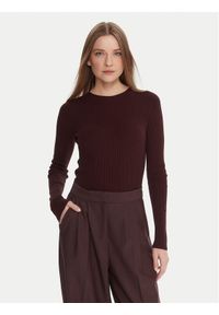 Kontatto Sweter 3M0809C Brązowy Slim Fit. Kolor: brązowy. Materiał: wiskoza