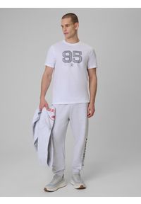 4f - 4F T-shirt regular z nadrukiem męski - biały S. Okazja: na co dzień. Kolor: biały. Materiał: dzianina, bawełna, materiał. Wzór: nadruk. Styl: casual, klasyczny #2