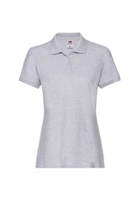 FRUIT OF THE LOOM - Damska Koszulka Polo Premium Heather. Typ kołnierza: polo. Kolor: szary