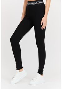 Karl Lagerfeld - KARL LAGERFELD Czarne damskie legginsy Logo Elastic Punto Leggings, Rozmiar L. Okazja: na co dzień. Kolor: czarny. Materiał: materiał, nylon, wiskoza, elastan. Styl: elegancki, casual, klasyczny #3
