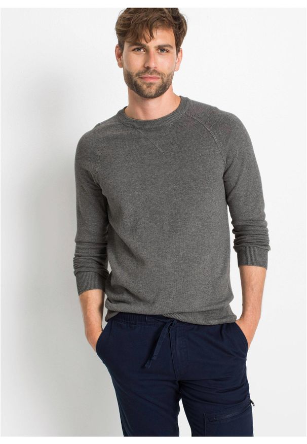 bonprix - Cienki sweter z czystej bawełny (2 szt.). Kolor: szary. Materiał: bawełna