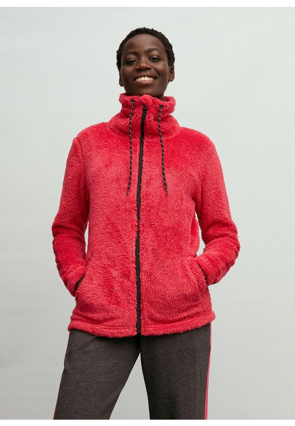 bonprix - Bluza rozpinana z polaru. Kolor: czerwony. Materiał: polar