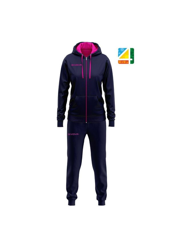 Damski komplet Givova King Cotton Terry Blue-Fuchsia XL. Kolor: fioletowy, różowy, wielokolorowy. Materiał: dresówka. Sport: piłka nożna