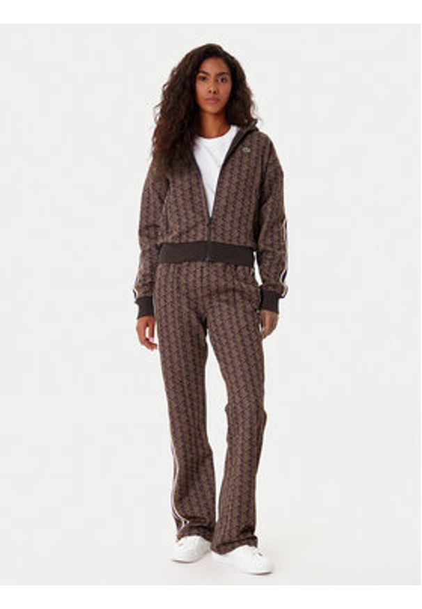 Lacoste Spodnie dresowe XF9313 Brązowy Regular Fit. Kolor: brązowy. Materiał: syntetyk, bawełna