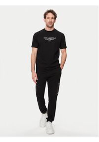 Karl Lagerfeld - KARL LAGERFELD T-Shirt 755056 542224 Czarny Regular Fit. Typ kołnierza: dekolt w karo. Kolor: czarny. Materiał: bawełna #4