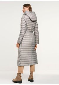 Ochnik - Kurtka puchowa damska z kapturem. Typ kołnierza: kaptur. Kolor: szary. Materiał: nylon. Styl: elegancki #2