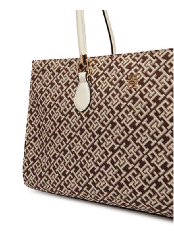 TOMMY HILFIGER - Tommy Hilfiger Torebka Th Grace Satchel Jacquard AW0AW18754 Brązowy. Kolor: brązowy