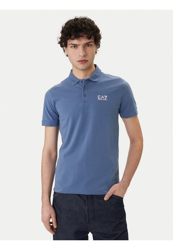 EA7 Emporio Armani Polo 8NPF14 PJVQZ UB064 Niebieski Regular Fit. Typ kołnierza: polo. Kolor: niebieski. Materiał: bawełna