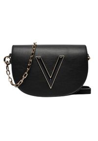 Valentino by Mario Valentino - VALENTINO Czarna torebka Coney Flap Bag. Kolor: czarny. Wzór: paski