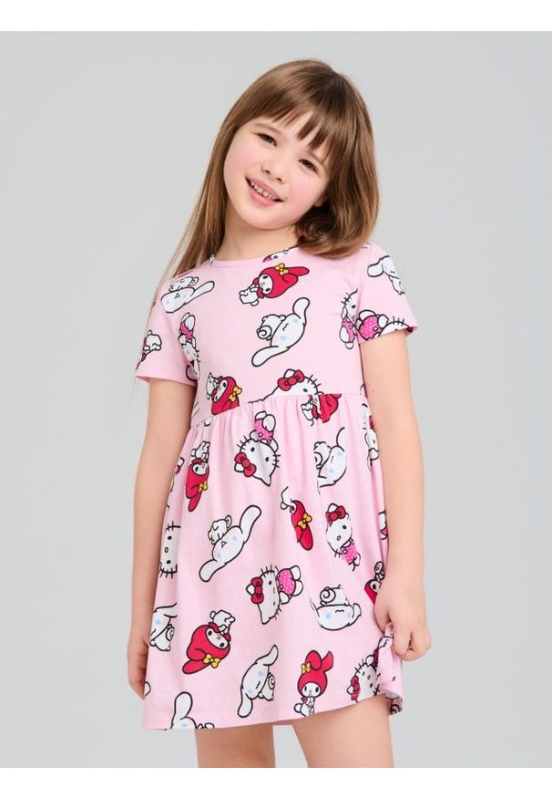 Sinsay - Sukienka Hello Kitty - różowy. Kolor: różowy. Wzór: motyw z bajki