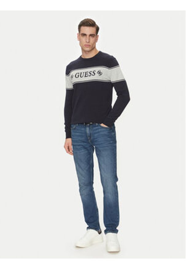 Guess Sweter M5GR05 Z3MI1 Granatowy Regular Fit. Kolor: niebieski. Materiał: bawełna