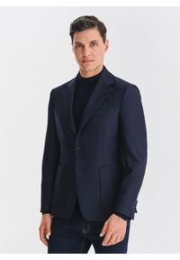 Pako Lorente - PAKO LORENTE - Granatowa marynarka jednorzędowa. Kolor: niebieski. Materiał: wełna #1