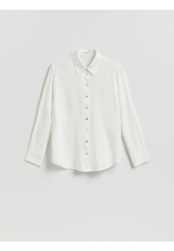 Reserved - Koszula z wiskozą - biały. Kolor: biały. Materiał: wiskoza