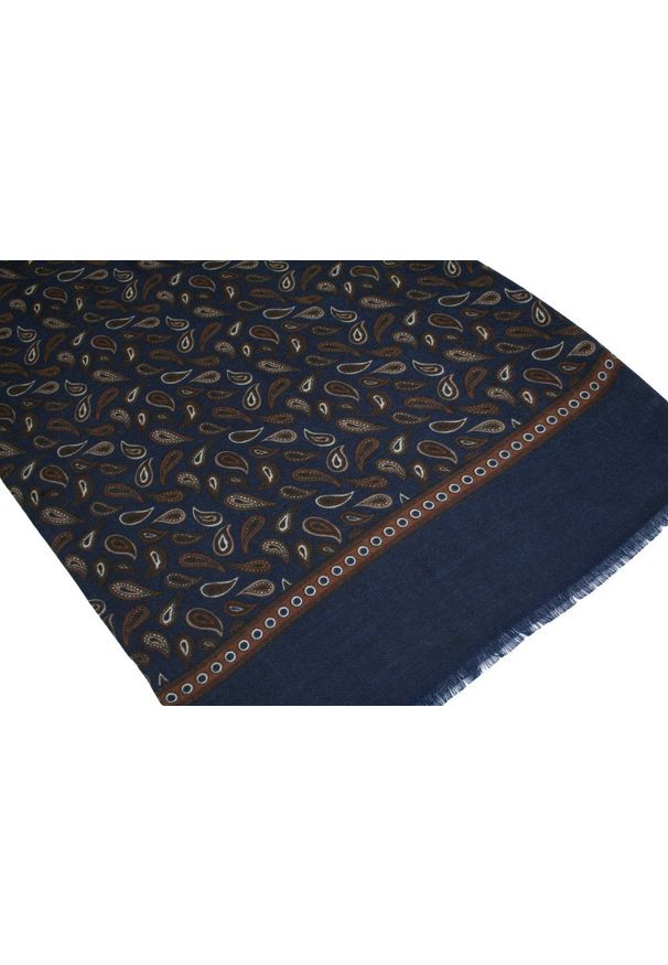 V. Fraas - Szalik Elegancki Przejściowy, Cienki, Granatowo-Brązowy w Paisley -V.Fraas. Kolor: wielokolorowy, beżowy, brązowy. Materiał: poliester. Wzór: paisley. Styl: elegancki