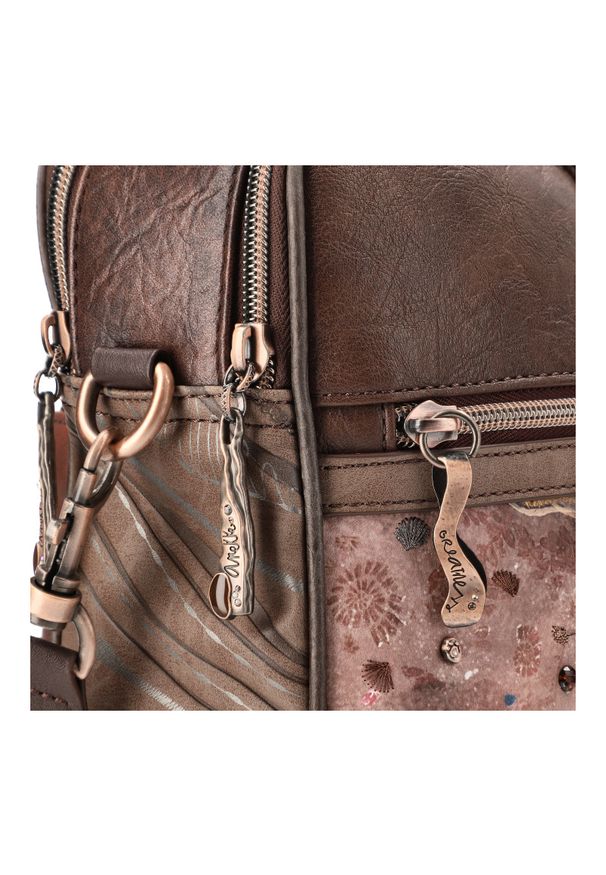 Brązowa Damska Torba Na Laptopa Anekke Premium. Kolor: brązowy. Materiał: materiał. Wzór: aplikacja. Styl: casual, elegancki