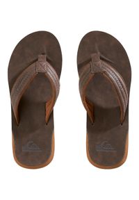 Quiksilver - Japonki Carver męskie. Okazja: na plażę. Kolor: brązowy. Materiał: kauczuk, syntetyk, skóra. Wzór: paski. Styl: sportowy