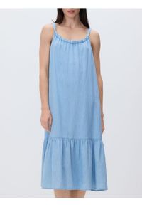 Reserved - Sukienka z dodatkiem lnu - niebieski. Kolor: niebieski. Materiał: len #1