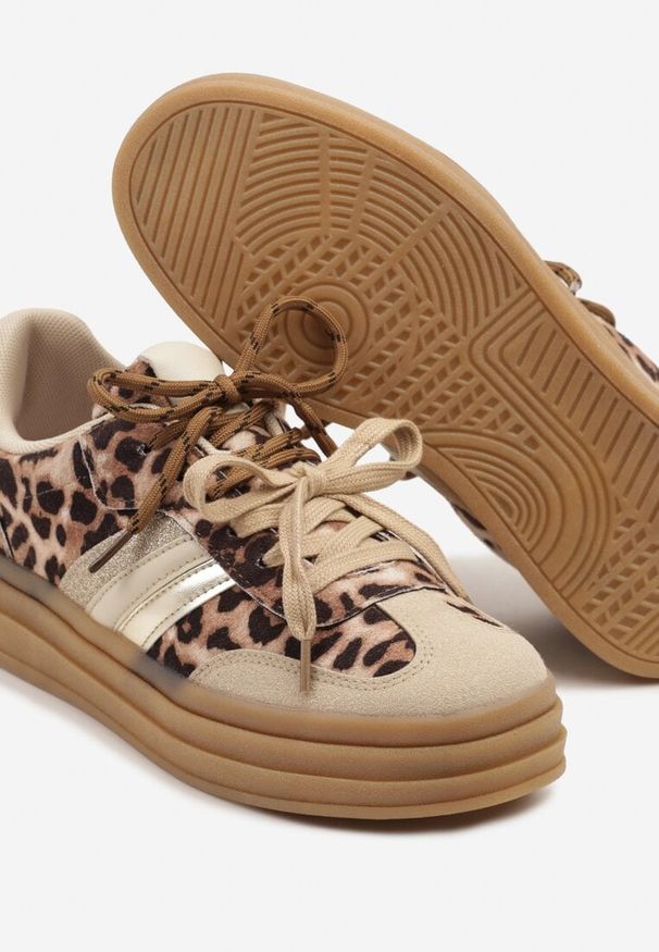 Born2be - Panterkowe Sneakersy na Kauczukowej Podeszwie z Brokatem Telisetia. Okazja: na co dzień. Materiał: kauczuk