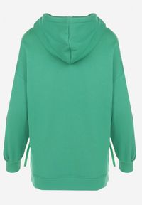 Born2be - Zielona Bluza Oversize z Kapturem Kulsum. Typ kołnierza: kaptur. Kolor: zielony. Materiał: bawełna, tkanina. Długość: długie. Wzór: jednolity, gładki #3
