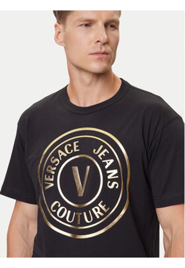Versace Jeans Couture T-Shirt 79GAHT01 CJ00T Czarny Regular Fit. Kolor: czarny. Materiał: bawełna