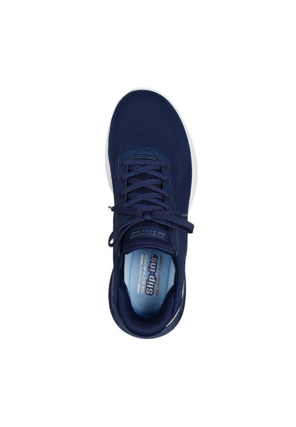 skechers - Męskie BOBS ARC WAVES 2.0 Slip-On Granatowy. Zapięcie: bez zapięcia. Kolor: niebieski. Materiał: poliester, materiał. Szerokość cholewki: normalna. Model: Skechers Sport