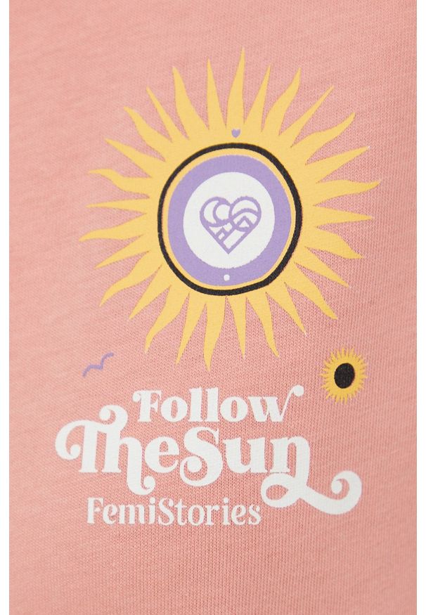 Femi Stories longsleeve bawełniany kolor pomarańczowy. Kolor: pomarańczowy. Materiał: bawełna. Długość rękawa: długi rękaw. Wzór: nadruk