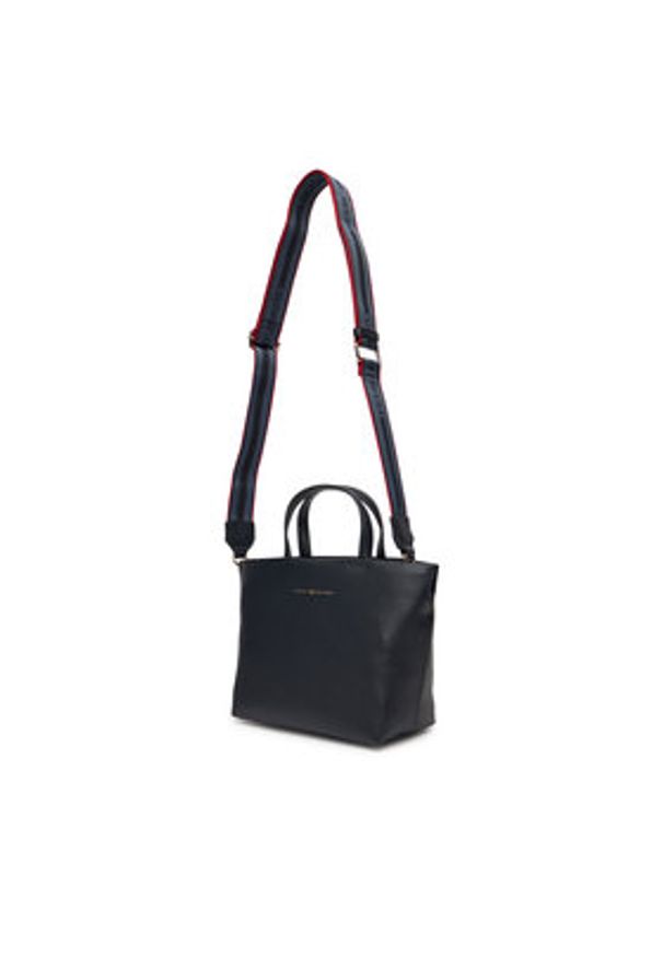 TOMMY HILFIGER - Tommy Hilfiger Torebka Th Logotape Mini Tote AW0AW17694 Granatowy. Kolor: niebieski. Materiał: skórzane