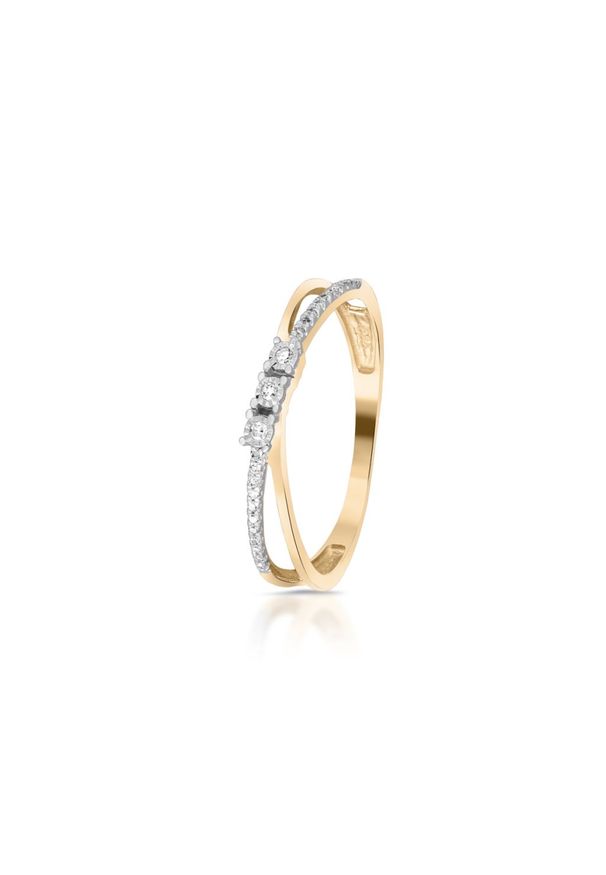 W.KRUK Zjawiskowy Złoty Pierścionek - złoto 585, Diament 0,06ct - ZPA/PB+427K. Materiał: złote. Kolor: złoty. Wzór: kolorowy. Kamień szlachetny: diament