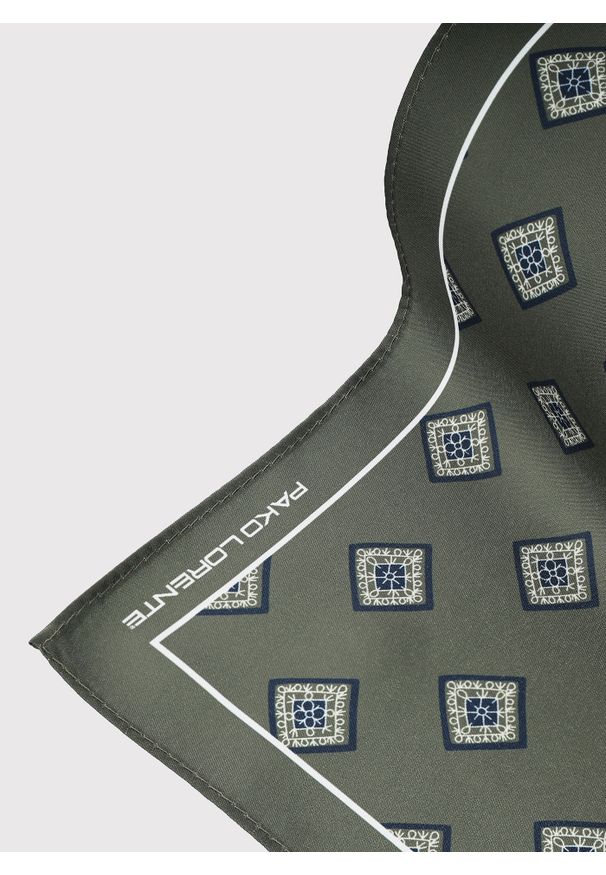 Pako Lorente - PAKO LORENTE - Zielona poszetka męska w romby. Kolor: zielony. Materiał: poliester. Wzór: geometria