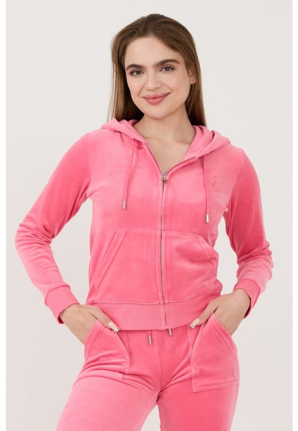 Juicy Couture - JUICY COUTURE Różowa damska bluza Robertson Hoodie, Rozmiar S. Kolor: różowy