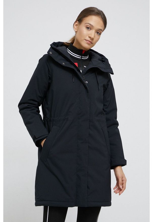 Peak Performance Kurtka kolor czarny zimowa oversize. Typ kołnierza: kaptur. Kolor: czarny. Materiał: materiał. Sezon: zima