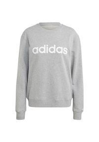 Adidas - Bluza damska adidas Essentials Linear French Terry. Kolor: biały, wielokolorowy, szary