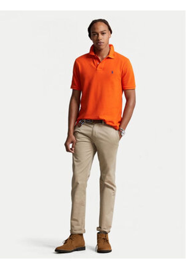 Polo Ralph Lauren Polo 710795080025 Pomarańczowy Slim Fit. Typ kołnierza: polo. Kolor: pomarańczowy. Materiał: bawełna
