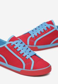 Born2be - Czerwono-Niebieskie Trampki Loruenn. Nosek buta: okrągły. Kolor: czerwony. Materiał: materiał. Szerokość cholewki: normalna. Styl: klasyczny #3
