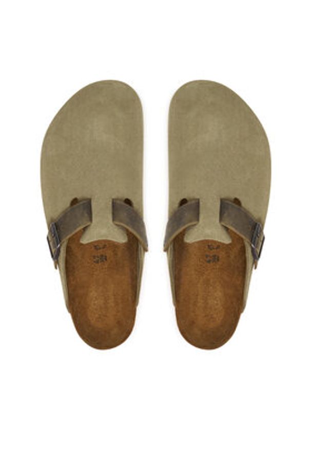 Birkenstock Klapki Boston 1031516 Khaki. Kolor: brązowy. Materiał: zamsz, skóra