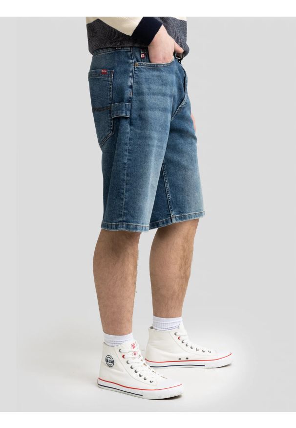 Big-Star - Szorty męskie jeansowe z przetarciami niebieskie Aleksy Workwear 422. Okazja: na co dzień. Stan: podwyższony. Kolor: niebieski. Materiał: jeans. Styl: klasyczny, casual