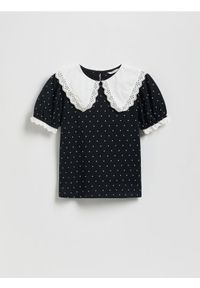 Reserved - Bluzka z ozdobnym kołnierzykiem - wielobarwny. Materiał: bawełna #1