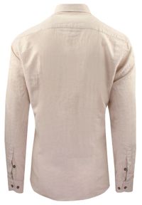 Koszula Weekendowa z Lnem, Krój Taliowany - Victorio - Beż. Kolor: brązowy, beżowy, wielokolorowy. Materiał: len, bawełna. Sezon: lato #2