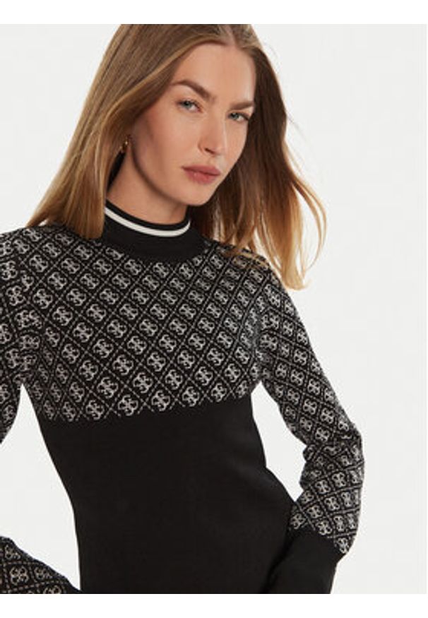 Guess Sweter W3BR81 Z37K0 Czarny Slim Fit. Kolor: czarny. Materiał: wiskoza, syntetyk