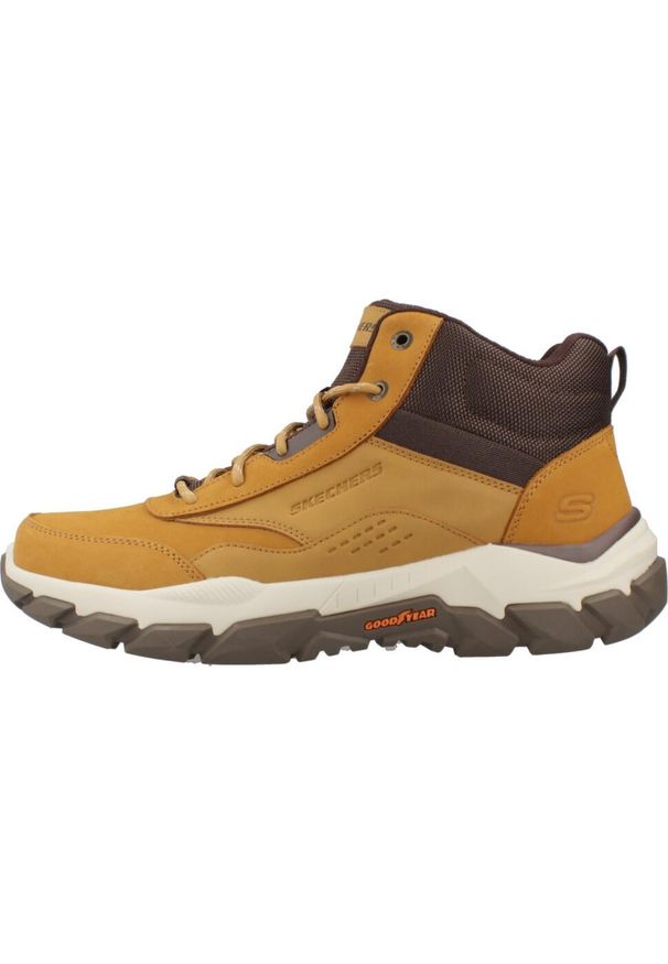 skechers - Buty SKECHERS SANTORO-HOPKINS Brązowy. Kolor: brązowy. Materiał: skóra, materiał. Model: Skechers Sport. Sport: turystyka piesza