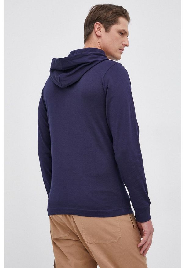 Diesel - Longsleeve bawełniany. Okazja: na co dzień. Typ kołnierza: kaptur. Kolor: niebieski. Materiał: bawełna. Długość rękawa: długi rękaw. Styl: casual