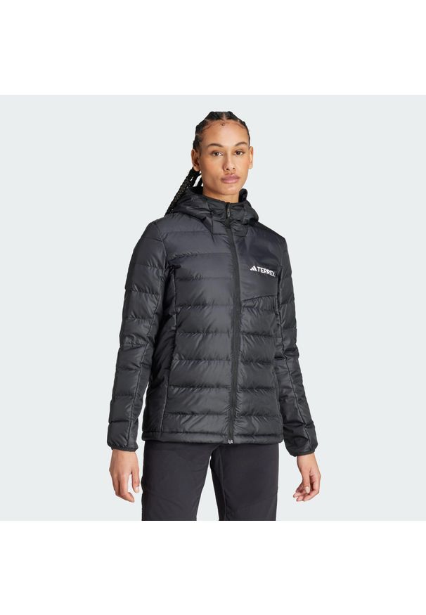 Adidas - Kurtka Terrex Multi Light Down Hooded. Typ kołnierza: kaptur. Kolor: czarny. Materiał: materiał, puch. Sport: turystyka piesza