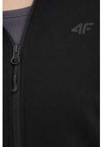 4f - 4F bluza damska kolor czarny z kapturem gładka. Typ kołnierza: kaptur. Kolor: czarny. Materiał: dzianina. Wzór: gładki #4