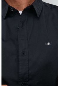 Calvin Klein koszula męska kolor czarny slim z kołnierzykiem klasycznym. Typ kołnierza: kołnierzyk klasyczny. Kolor: czarny. Styl: klasyczny #2