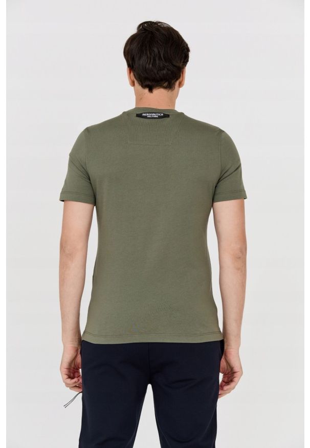 Aeronautica Militare - AERONAUTICA MILITARE Zielony t-shirt męski. Kolor: zielony. Długość rękawa: krótki rękaw. Długość: krótkie. Wzór: haft