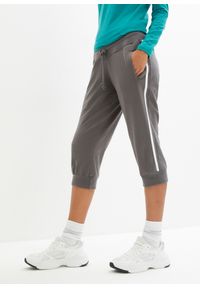 bonprix - Spodnie sportowe 3/4 z bawełny (2 pary). Kolor: czarny. Materiał: bawełna. Styl: sportowy